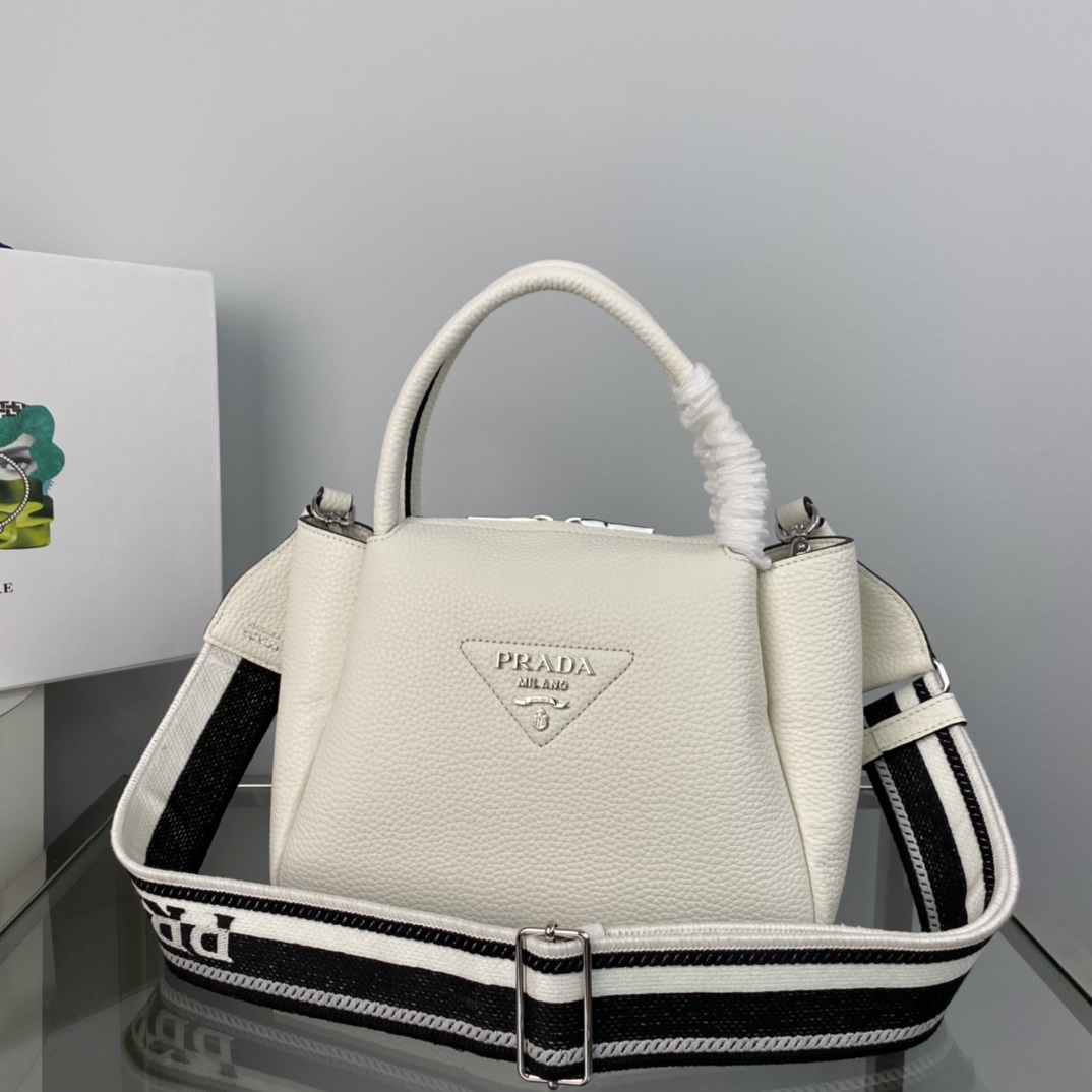 Prada Small Leather Shoulder Bag Handbag White 1BC145